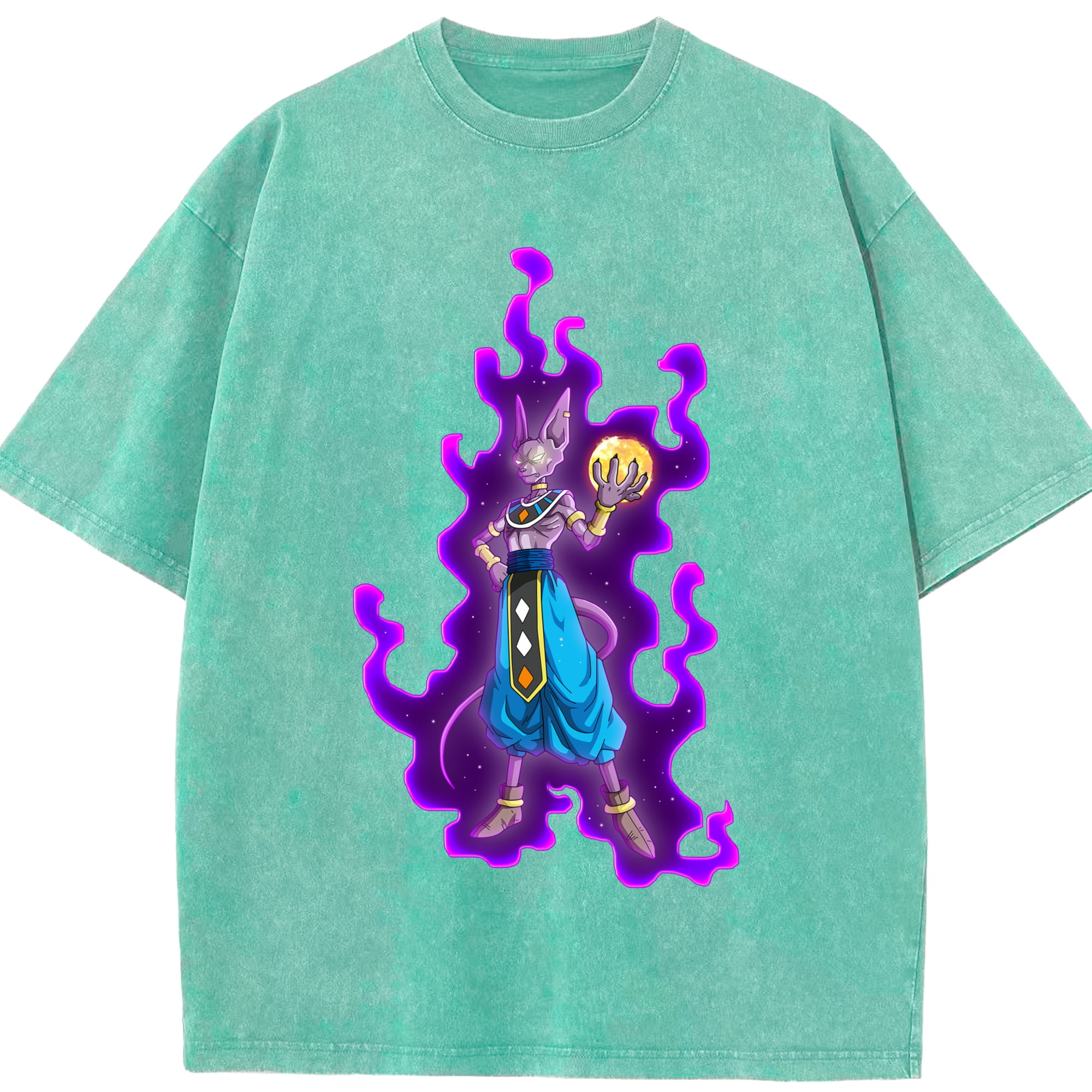 （画像用） ドラゴンボール ビルス 破壊神ビルス DRAGON BALL Beerus Birusu 綿100% ヴィンテージ風 半袖Tシャツ（フロントプリント）